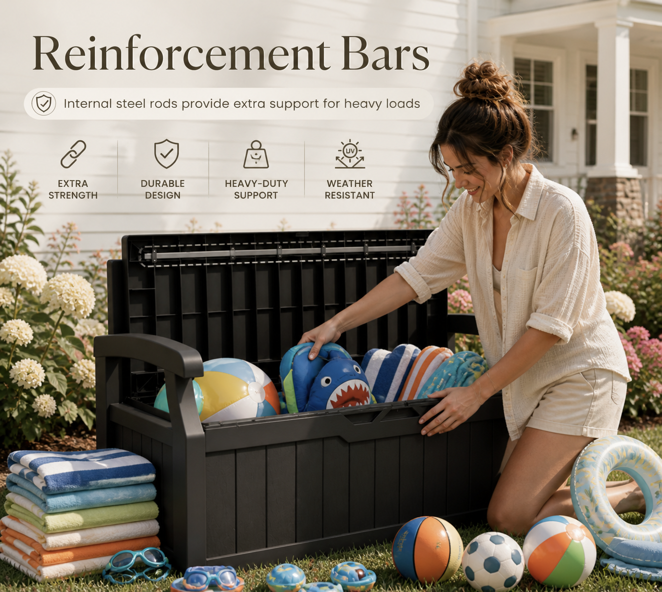 80 Gallon Lockable Outdoor Storage Bench (Black)