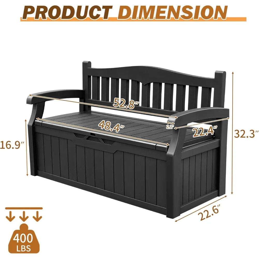 80 Gallon Lockable Outdoor Storage Bench (Black)