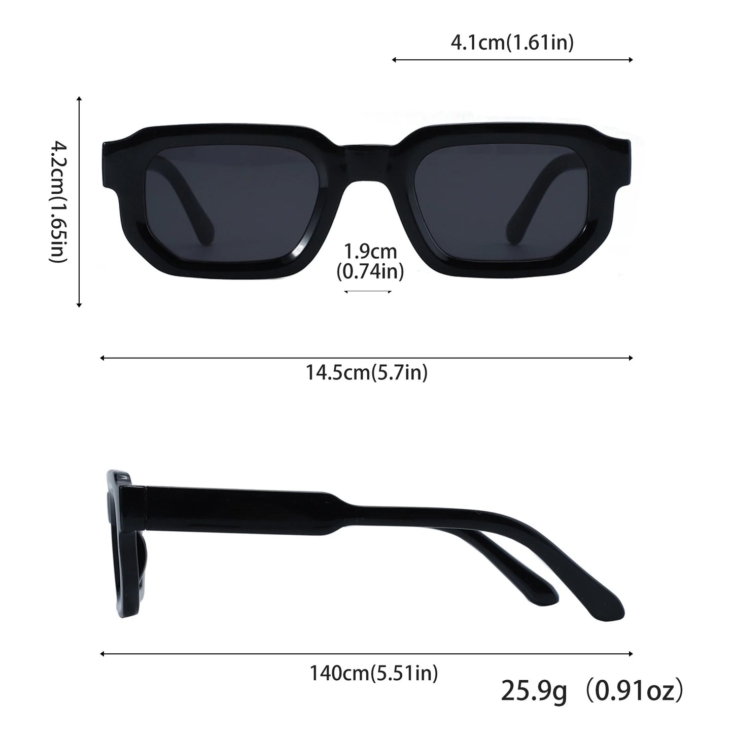 6-Pack Vintage Rectangle Sunglasses for Men & Women