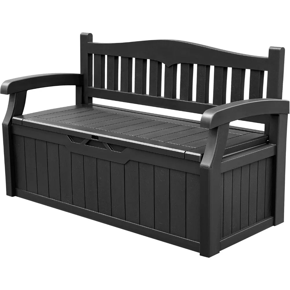 80 Gallon Lockable Outdoor Storage Bench (Black)