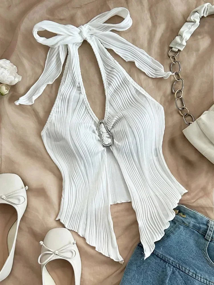Women's Edge V-Neck Halter Crop Top