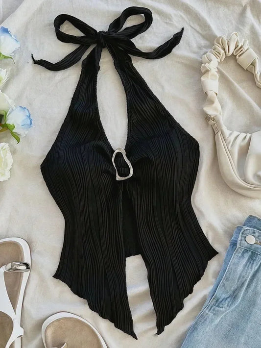 Women's Edge V-Neck Halter Crop Top